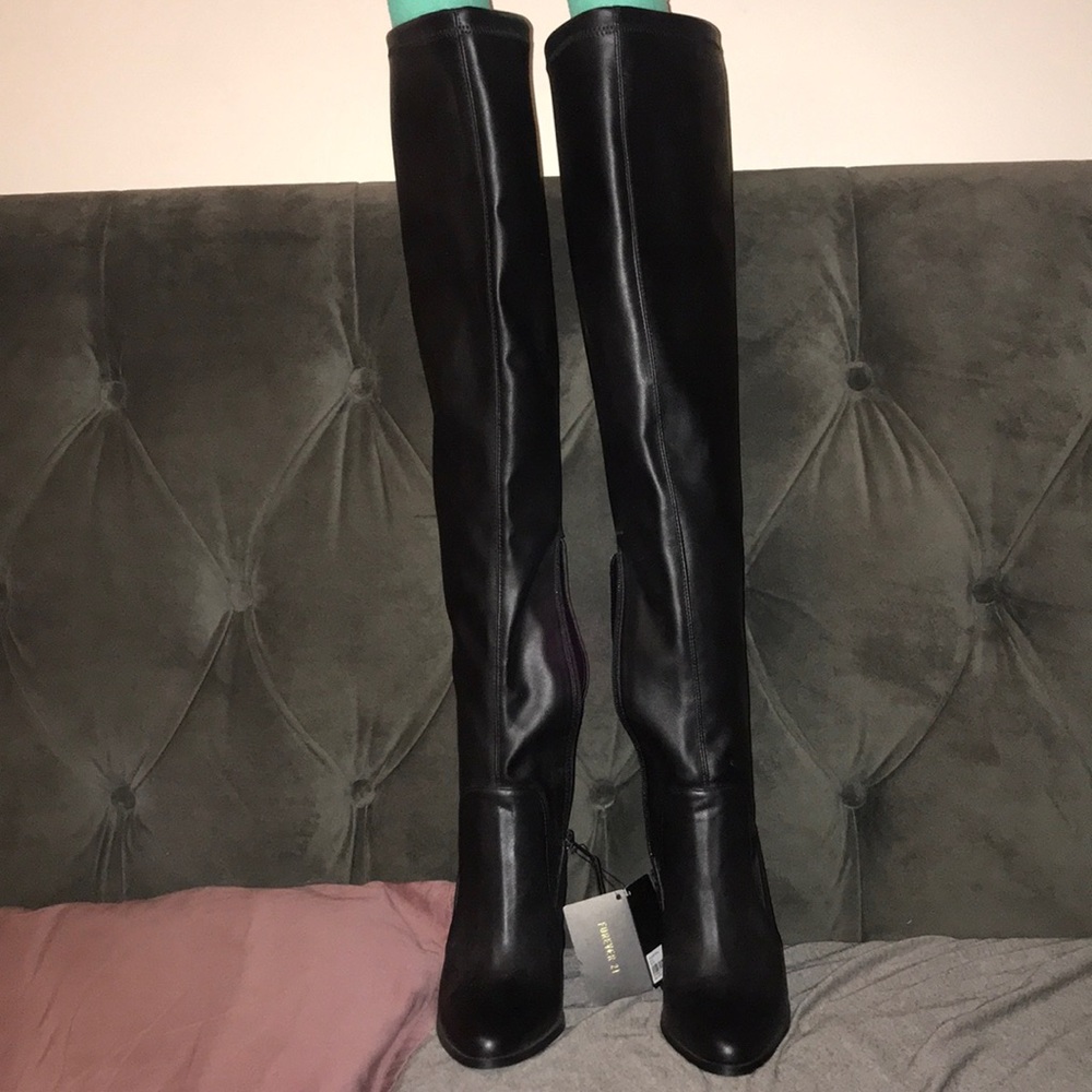 Pleather thigh highs never been worn with tags